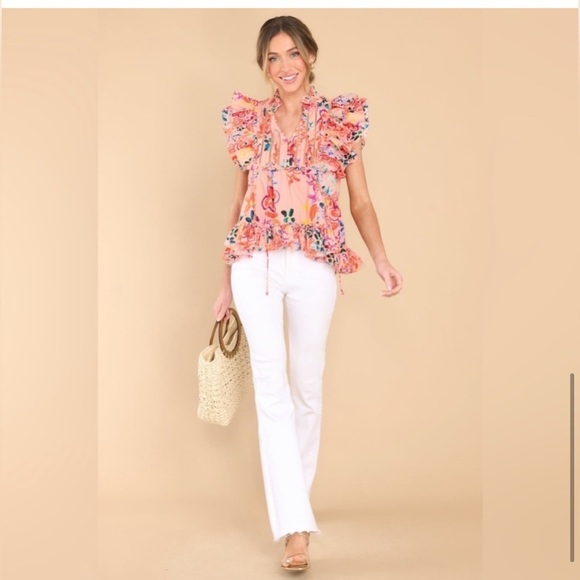 Red Dress Boutique Tops - Alivia Tina Rainbow Floral Pink Sand Top Size M
